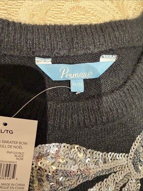 Penmans Black Sequin Bow Crewneck Sweater - XL